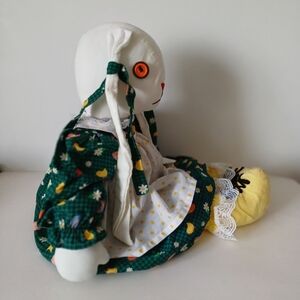 Handcraft Country Bunny in Green Floral Dress with Yellow Booties 26"